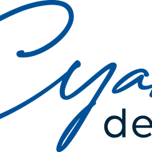 Blue text reads "Cyan design" with "Cyan" in cursive and "design" in a standard font.